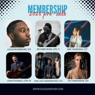 Six musicians in a grid format